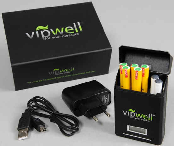 vipwell - Starter Set Im Starter Set enthalten sind: - vipwell, bestehend aus zwei Akkus - ein Ladegert mit Kabel  - 5 zustzliche Filter